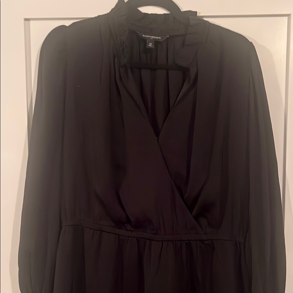 Banana Republic Black Wrap Dress with Bishop Sleeves
